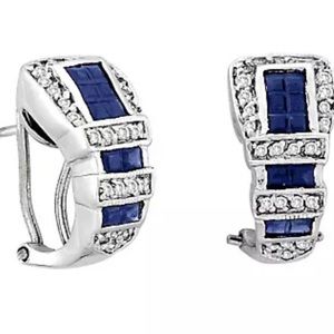 KELLY HERD silver and Blue Ranger Style Buckle Earrings